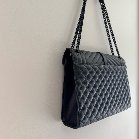 YSL Triquilt Large Envelope Bag Noir - Picture 9 of 11